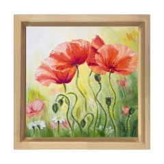 Gelincikler Çiçekj Reprödiksiyon Tablosu Naturel Ahşap Çerçeve - 70x70