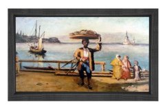 Osmanlı dönemi Simitci Tablosu Siyah Ahşap Çerçeve - 50x70
