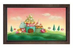 Pastalı Ev Diyarı Tablosu Kahverengi Ahşap Çerçeve - 100x150