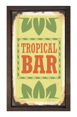 Tropikal Bar Reklam Afişi Tablosu Kahverengi Ahşap - 100x200