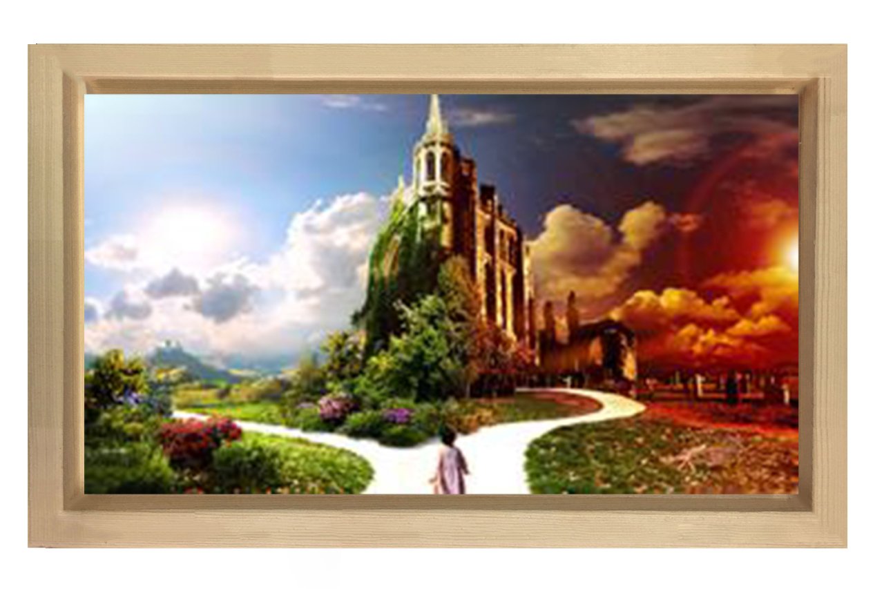 Yol Ayrımı Şatosu Tablosu Naturel Ahşap Çerçeve - 100x150