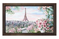 Eiffel  Kulesi Paris Tablosu Kahverengi Ahşap Çerçeve - 45x30