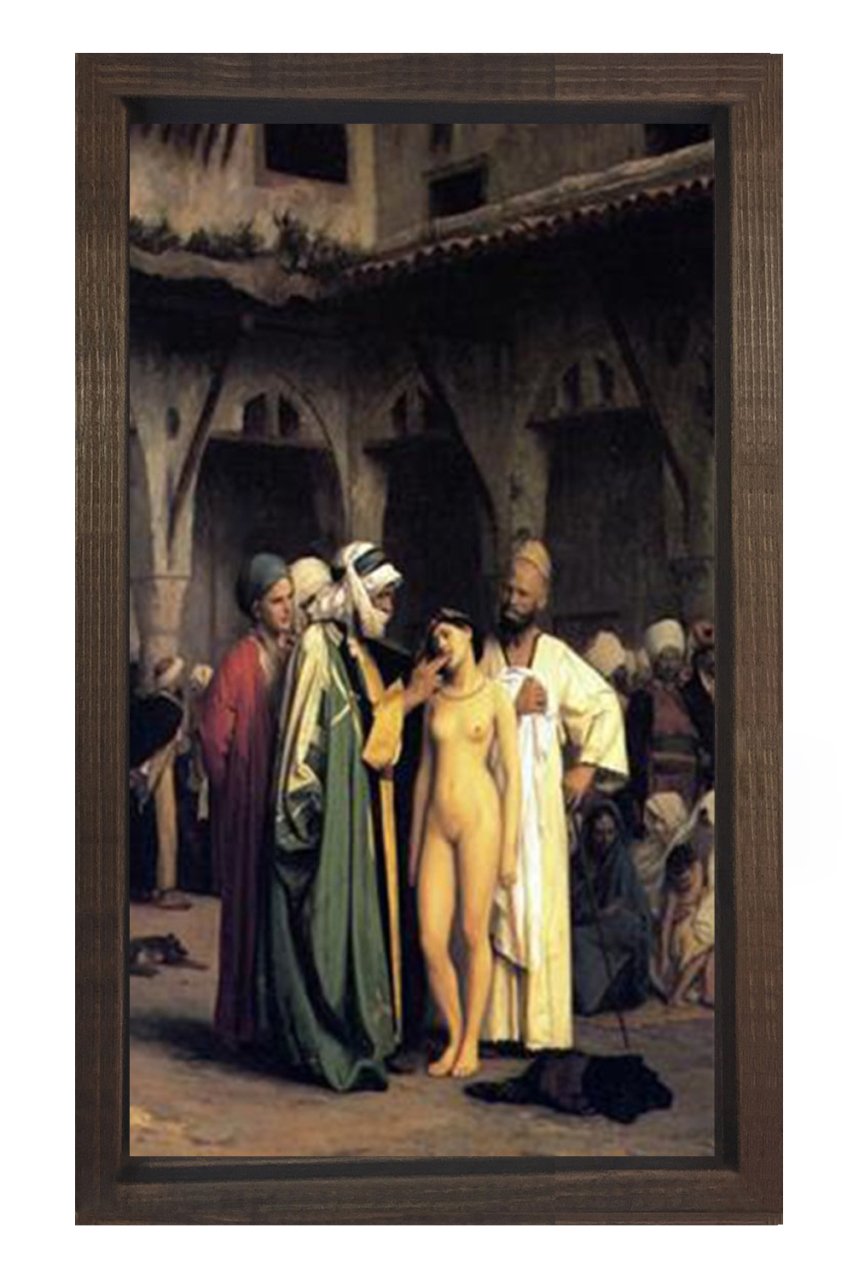 Köle Pazarı Tablosu Kahverengi Ahşap Çerçeve - 100x150