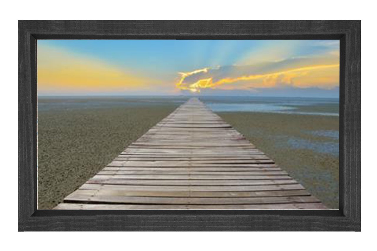 Sonsuz İskele Manzarası Tablosu Siyah Ahşap Çerçeve - 100x150
