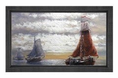 Kalyon Gemiler Reprödiksiyon Tablosu Siyah Ahşap Çerçeve - 100x150