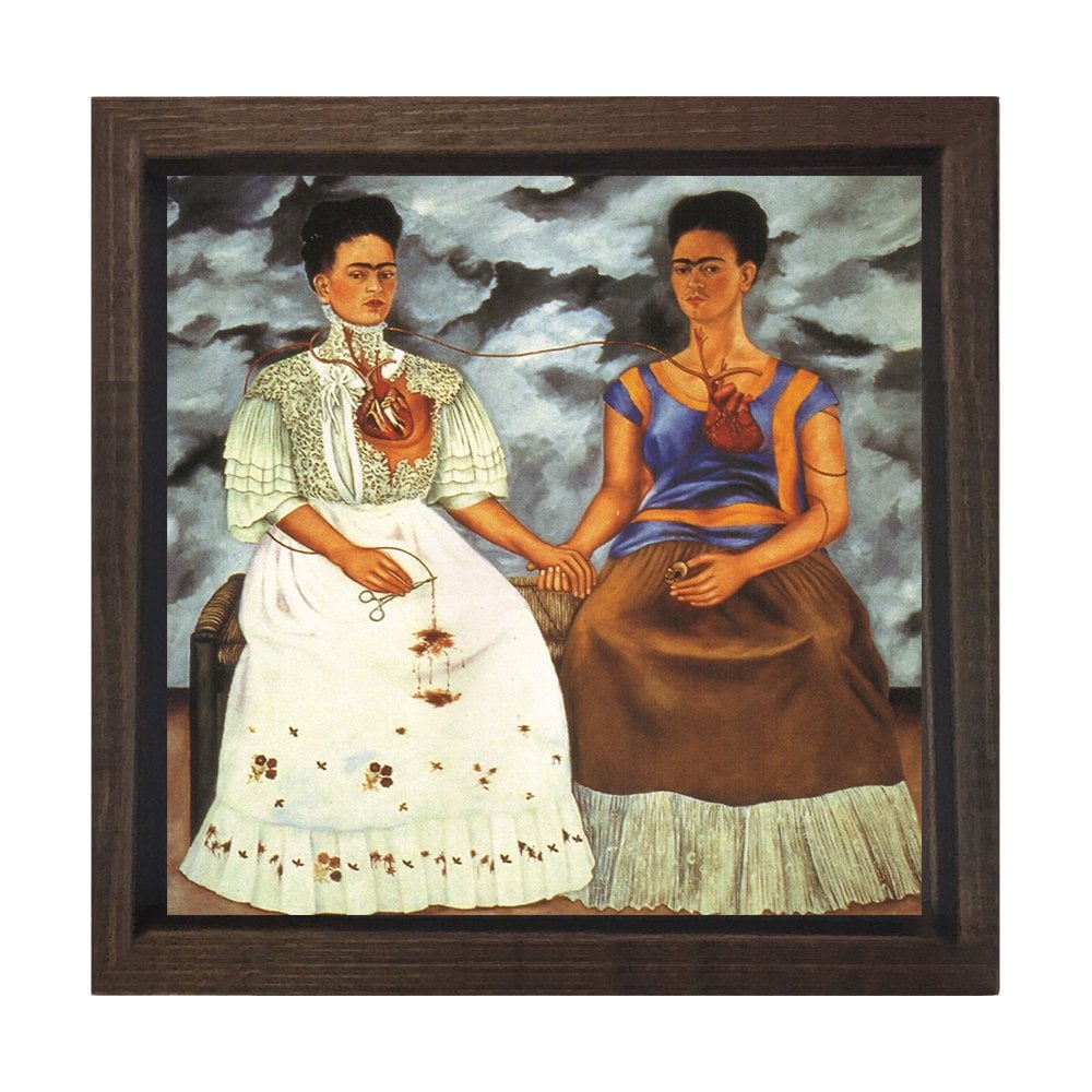 Frida Kahlo Kahverengi Ahşap Çerçeve - 100x100