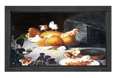 Tavuk Kümesi Tablosu Siyah Ahşap Çerçeve - 50x90