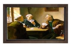 Kumar Oynayan Adamlar Tablosu Kahverengi Ahşap Çerçeve - 50x90