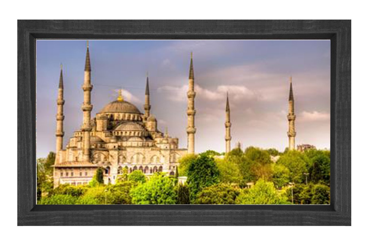 Sultan Ahmet Cami Tablosu Siyah Ahşap Çerçeve - 70x100