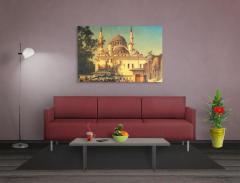 Halk ve Camii Tablosu Kahverengi Ahşap Çerçeve - 100x200