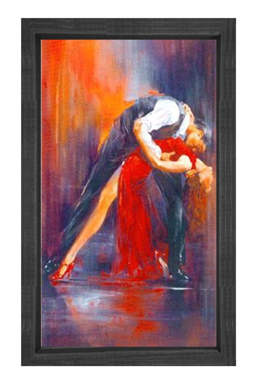 Tango Dansı Tablosu Siyah Ahşap Çerçeve - 100x200