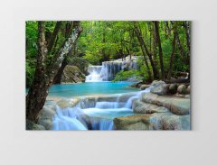 Muhteşem Orman Şelalesi Tablosu Çerçevesiz - 40x60