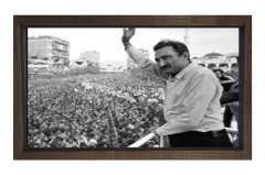 Sayın :Bülent Ecevit Tablosu Kahverengi Ahşap Çerçeve - 100x200