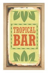 Tropikal Bar Reklam Afişi Tablosu Naturel Ahşap - 100x150