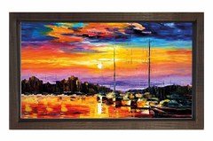 Liman Yağlı Boya Reprödiksiyon Tablosu Kahverengi Ahşap Çerçeve - 40x60