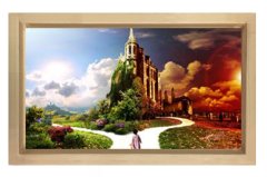 Yol Ayrımı Şatosu Tablosu Naturel Ahşap Çerçeve - 70x100