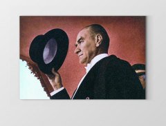 Atatürk Şapkasıyla Tablosu Çerçevesiz - 100x150