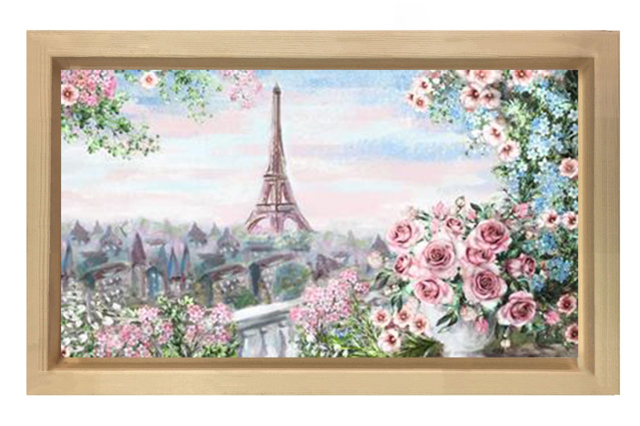 Eiffel  Kulesi Paris Tablosu Naturel Ahşap Çerçeve - 50x70