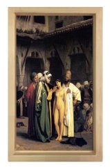 Köle Pazarı Tablosu Naturel Ahşap Çerçeve - 100x200