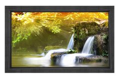 Sarı Ağaçlar Ve Şelale Tablosu Siyah Ahşap Çerçeve - 100x200
