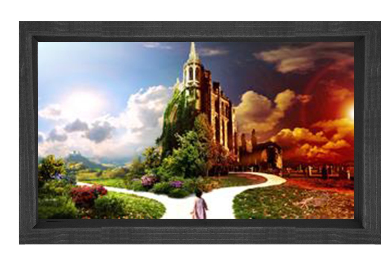 Yol Ayrımı Şatosu Tablosu Siyah Ahşap Çerçeve - 45x30