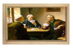 Kumar Oynayan Adamlar Tablosu Naturel Ahşap Çerçeve - 70x100