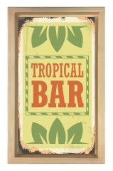 Tropikal Bar Reklam Afişi Tablosu Naturel Ahşap - 70x100