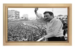 Sayın :Bülent Ecevit Tablosu Naturel Ahşap Çerçeve - 100x200
