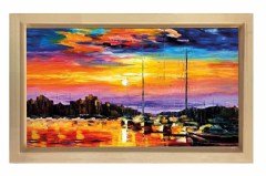 Liman Yağlı Boya Reprödiksiyon Tablosu Naturel Ahşap Çerçeve - 100x200