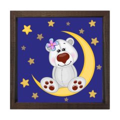 Gece Ayıcığı Tablosu Kahverengi Ahşap Çerçeve - 100x100