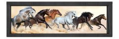 Vahşi Atlar Tablosu Siyah Ahşap Çerçeve - 200x70