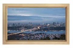 İstanbul Boğazı Gece Tablosu Naturel Ahşap Çerçeve - 40x60