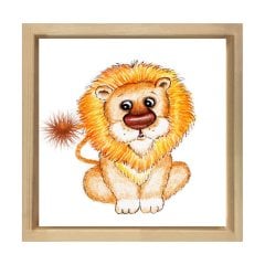 Cesur Aslancık Tablosu Naturel Ahşap Çerçeve - 70x70