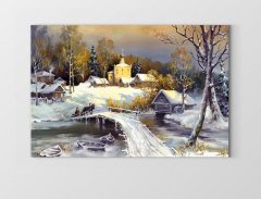 Kar Manzarası YağlıBoya Tablosu Çerçevesiz - 100x150