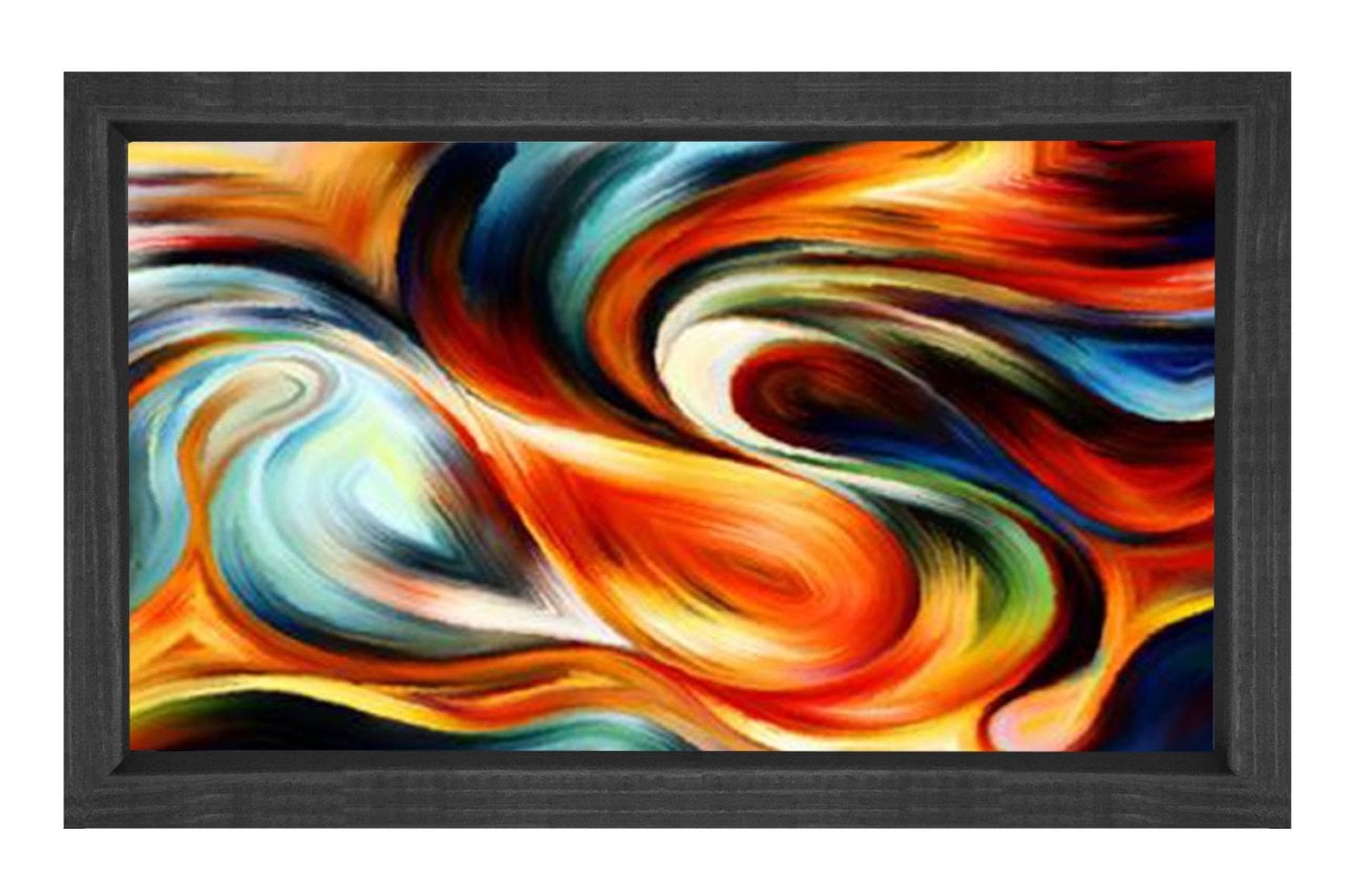 Soyut Reprodüksiyon Tablosu Siyah Ahşap - 50x70