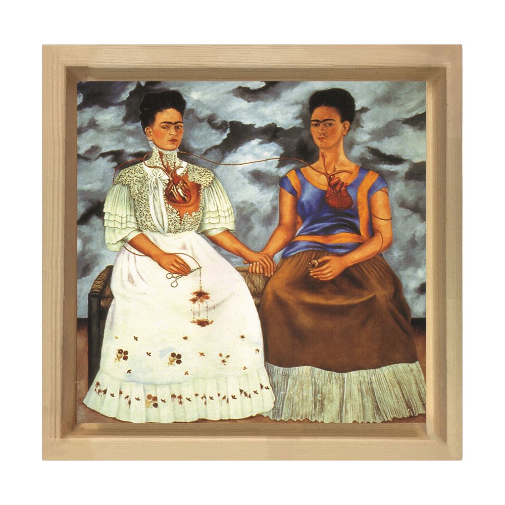 Frida Kahlo Naturel Ahşap Çerçeve - 90x90
