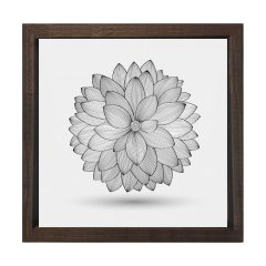 Çiçek Boyama Tablo Tablosu Kahverengi Ahşap Çerçeve - 100x100