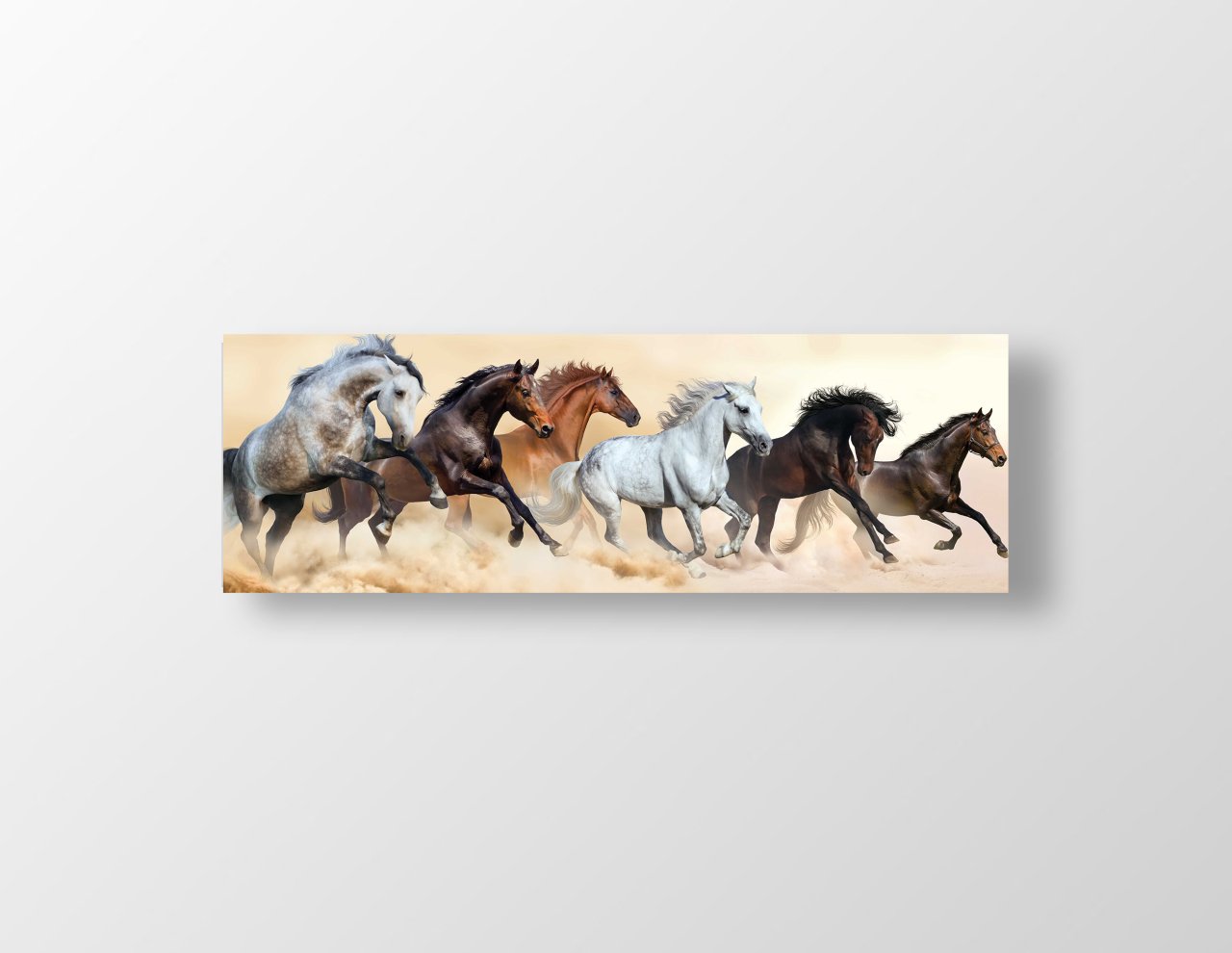 Vahşi Atlar Tablosu Çerçevesiz - 180x60