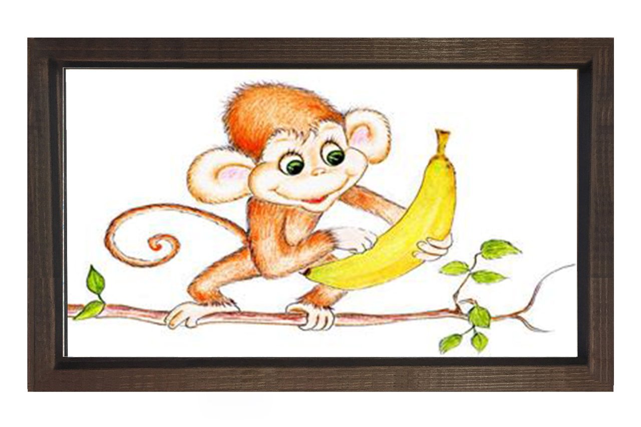 Muz Ve Maymuncuk Tablosu Kahverengi Ahşap Çerçeve - 100x200