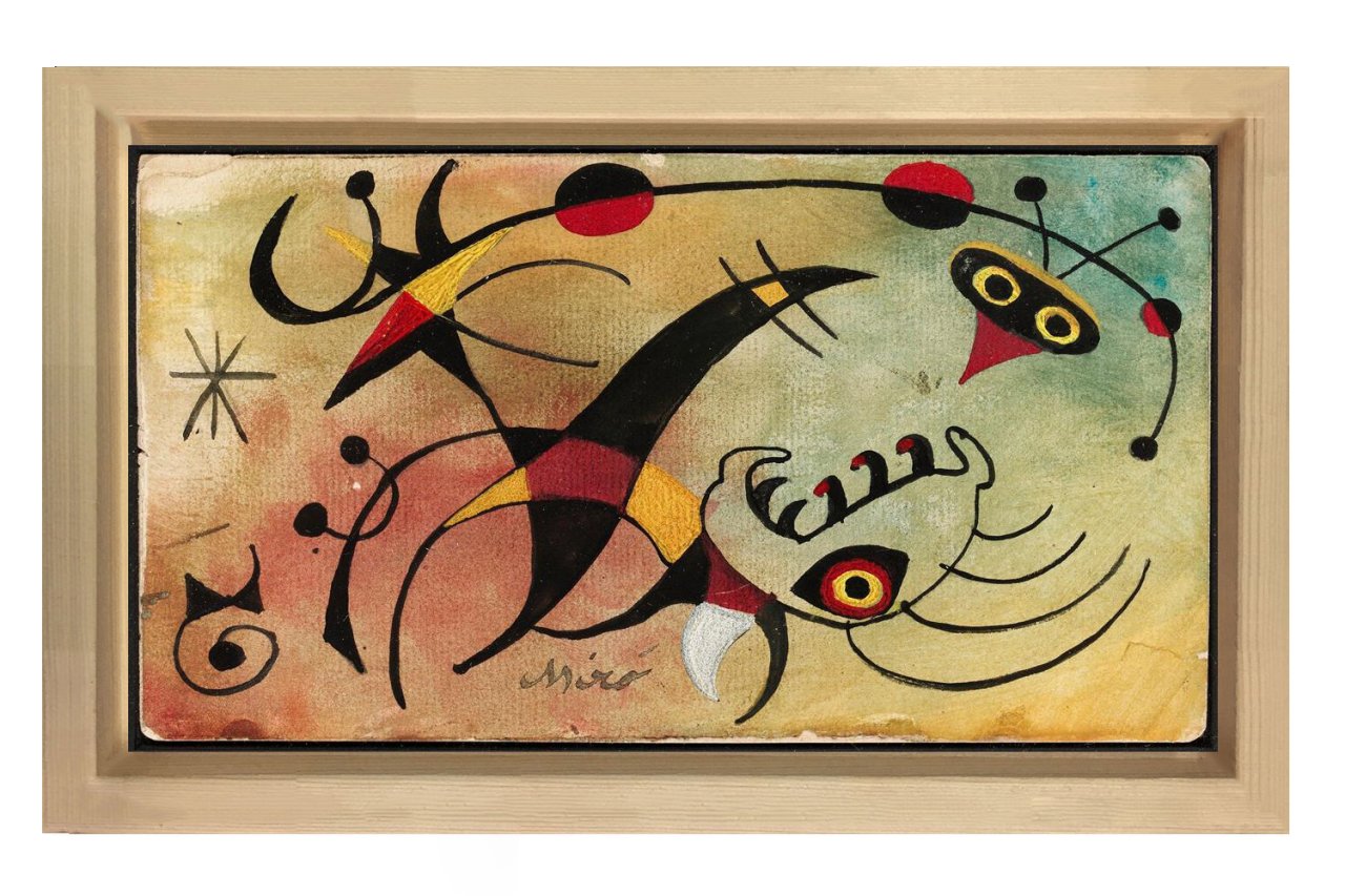 Çizgili Semboller Soyut Tablosu Naturel Ahşap Çerçeve - 100x150