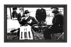 Atatürk Kahve içerken Tablosu Siyah Ahşap Çerçeve - 45x30