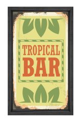 Tropikal Bar Reklam Afişi Tablosu Siyah Ahşap - 70x100