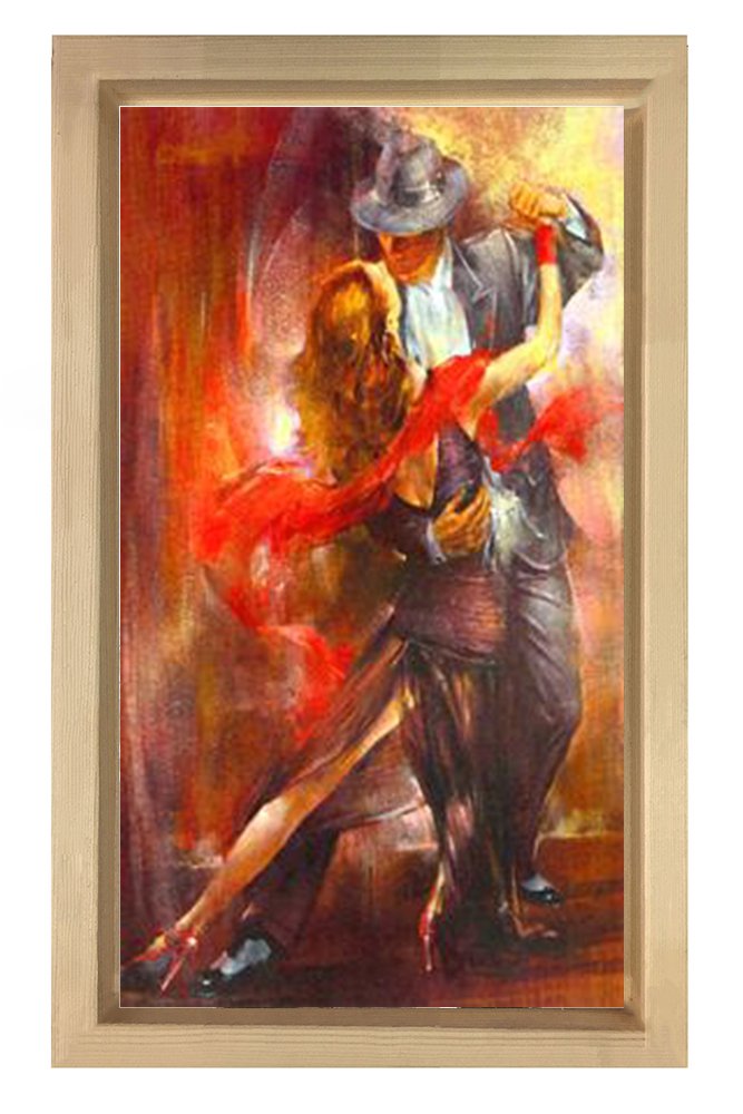 Tango Dansı Tablosu Naturel Ahşap Çerçeve - 40x60