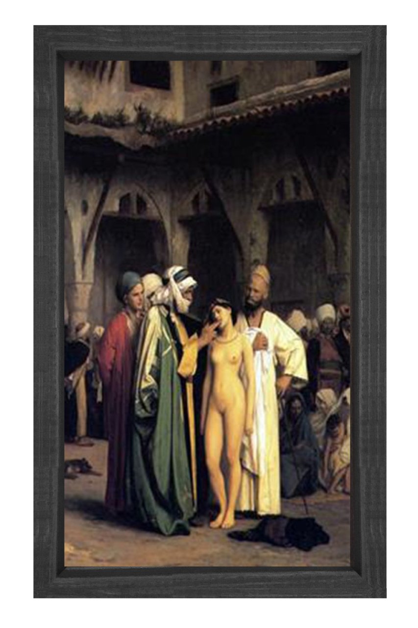 Köle Pazarı Tablosu Siyah Ahşap Çerçeve - 50x90