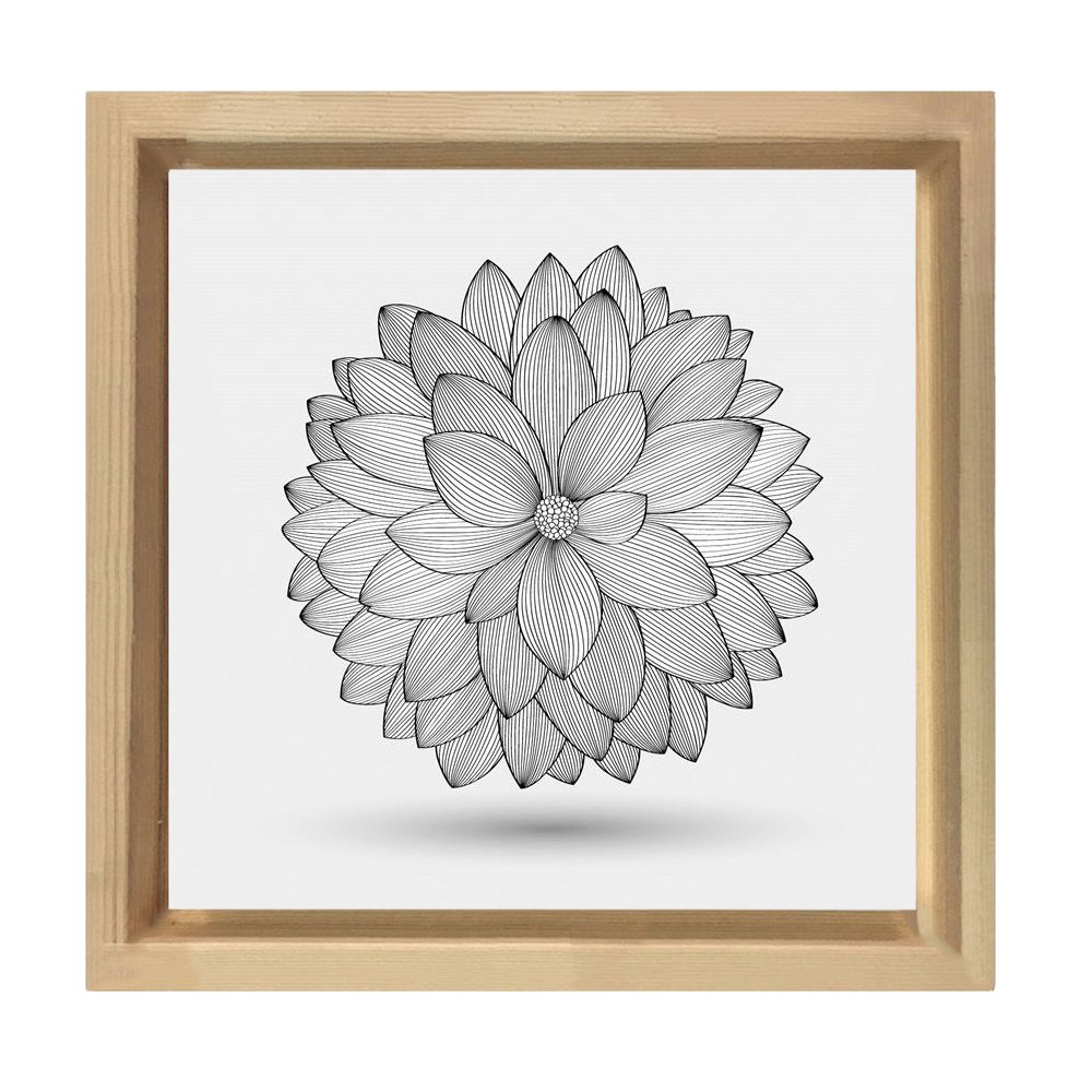 Çiçek Boyama Tablo Tablosu Naturel Ahşap Çerçeve - 50x50