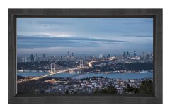 İstanbul Boğazı Gece Tablosu Siyah Ahşap Çerçeve - 45x30