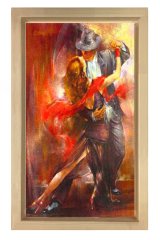 Tango Dansı Tablosu Naturel Ahşap Çerçeve - 50x70