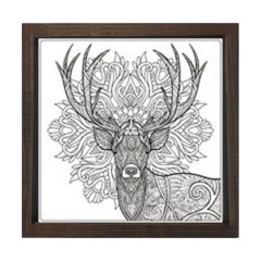 Mandala Geyik Tablosu Kahverengi Ahşap Çerçeve - 70x70