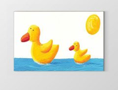 Sarı Cik Cikler Yüzerken Tablosu Çerçevesiz - 50x90