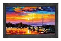 Liman Yağlı Boya Reprödiksiyon Tablosu Siyah Ahşap Çerçeve - 50x70